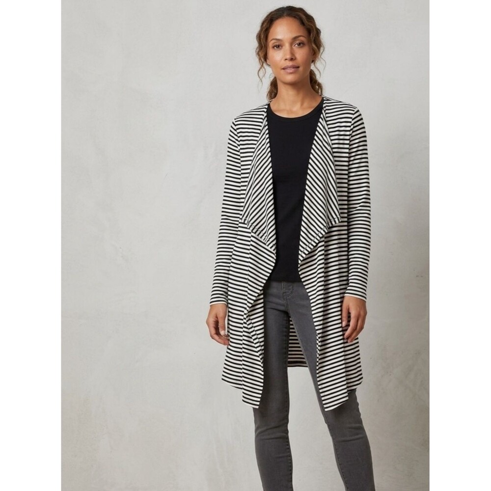 Soma Live Lounge Wear Striped Draped Cardigan Duster Small Nautical Coastal